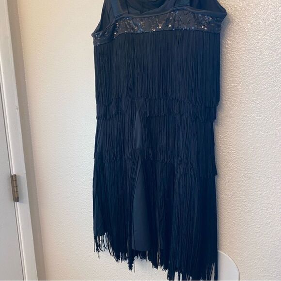 Weissman dance costume black flapper fringe dress Roaring 20'S 10544 LA adult - Picture 5 of 11